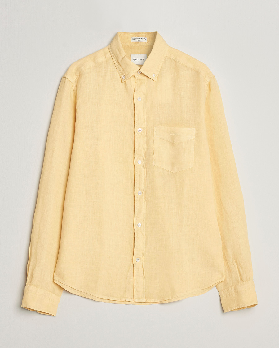 Homme | Chemises | GANT | Regular Fit Garment Dyed Linen Shirt Dusty Yellow