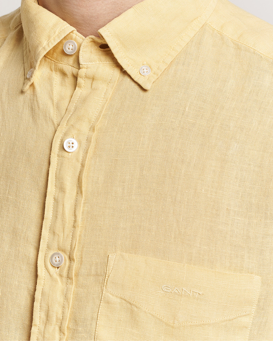 Homme | Chemises | GANT | Regular Fit Garment Dyed Linen Shirt Dusty Yellow