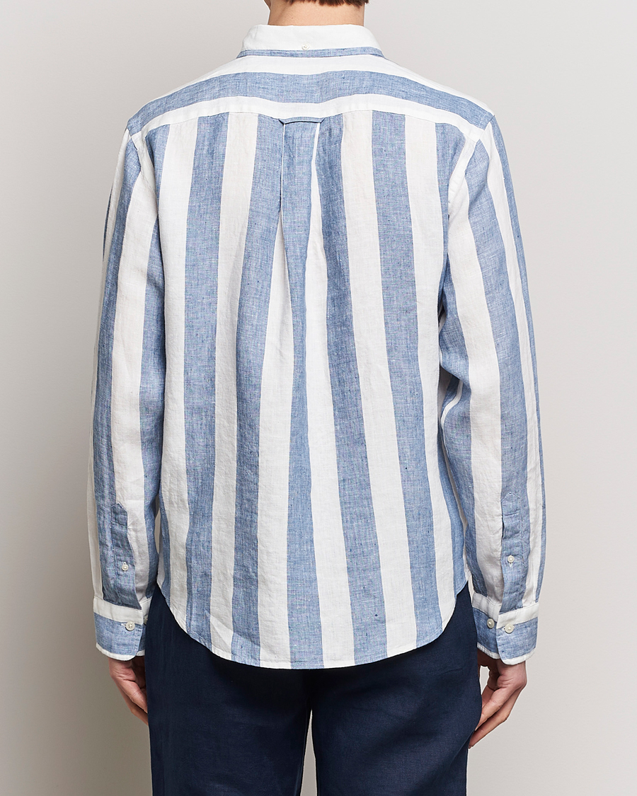 Homme | Chemises | GANT | Regular Fit Bold Stripe Linen Shirt Blue/White