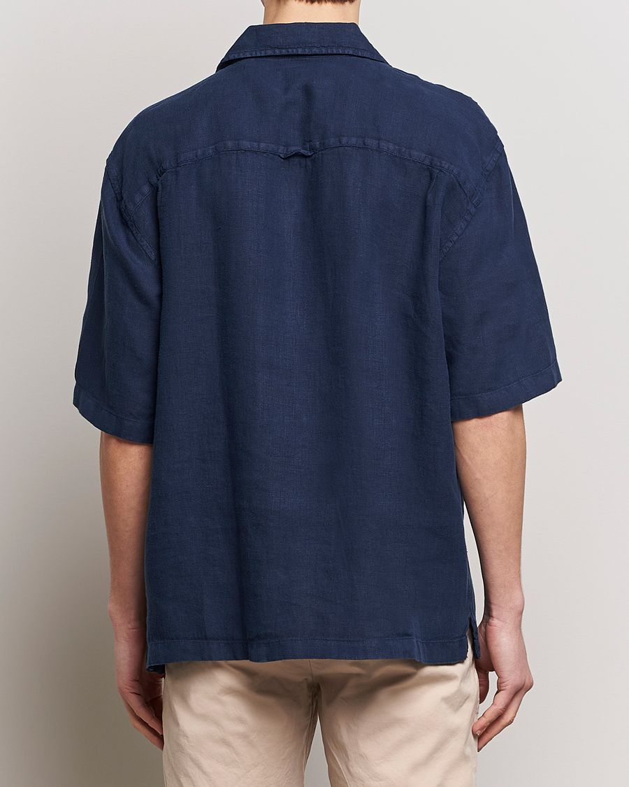 Homme | Chemises | GANT | Relaxed Fit Linen Resort Short Sleeve Shirt Marine