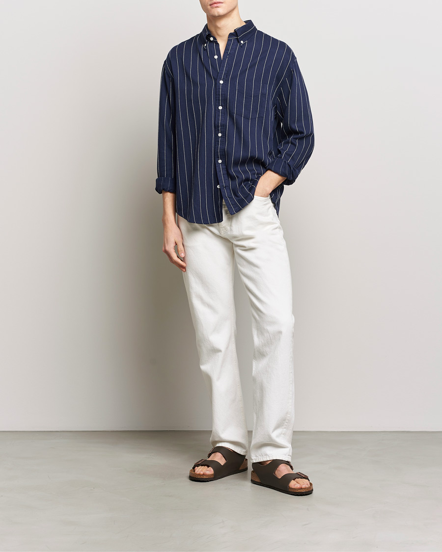 Homme | Chemises | GANT | Relaxed Fit Slub Striped Shirt Classic Blue