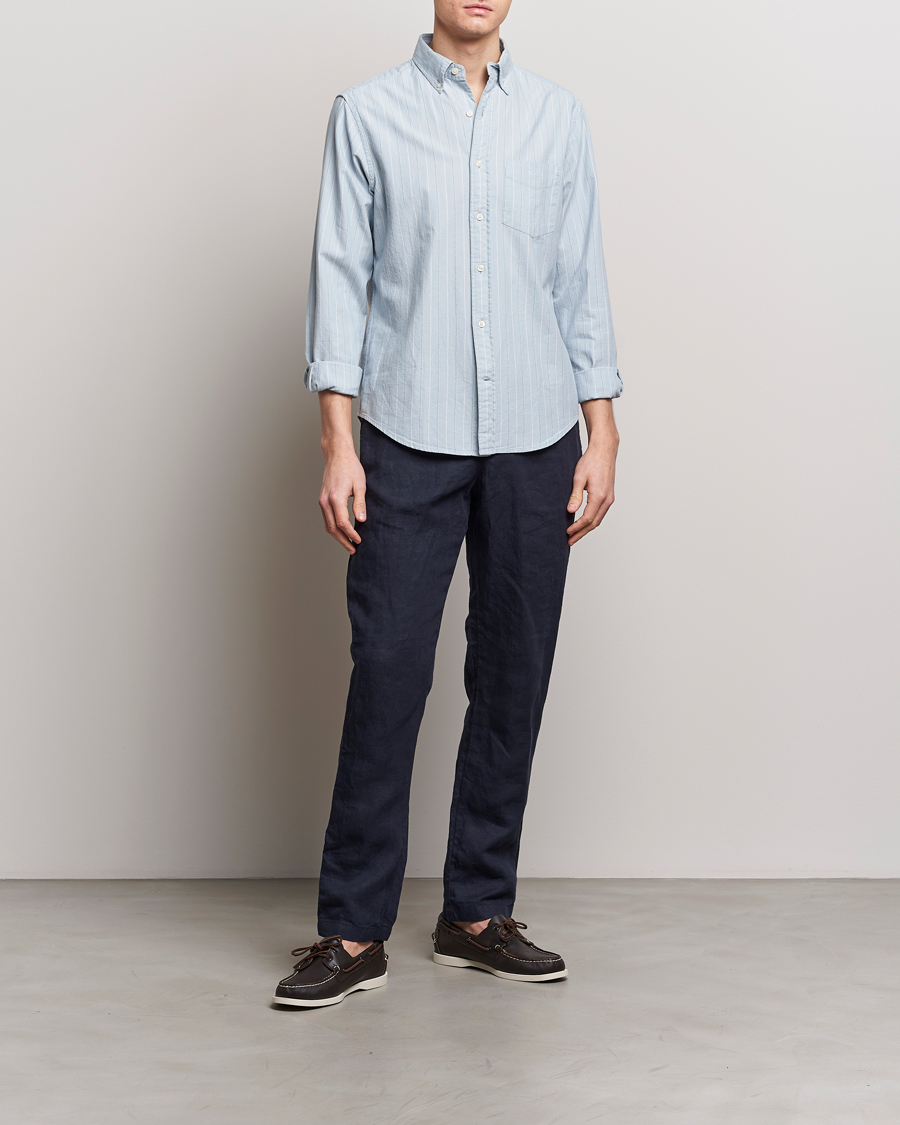 Homme | Chemises | GANT | Regular Fit Archive Striped Oxford Shirt Dove Blue
