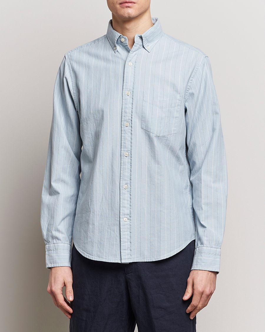 Homme | Chemises | GANT | Regular Fit Archive Striped Oxford Shirt Dove Blue