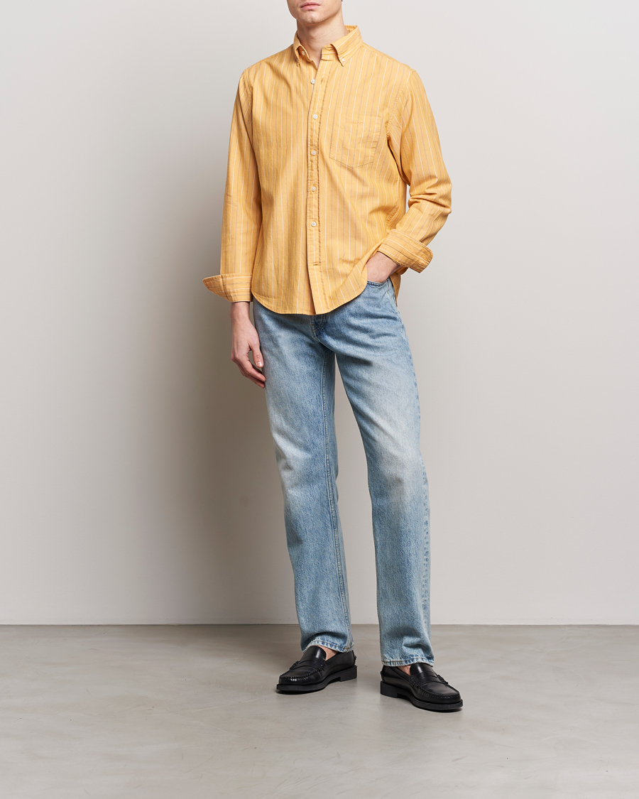 Homme | Chemises | GANT | Regular Fit Archive Striped Oxford Shirt Medal Yellow