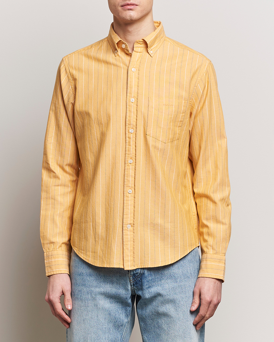 Homme | Chemises | GANT | Regular Fit Archive Striped Oxford Shirt Medal Yellow