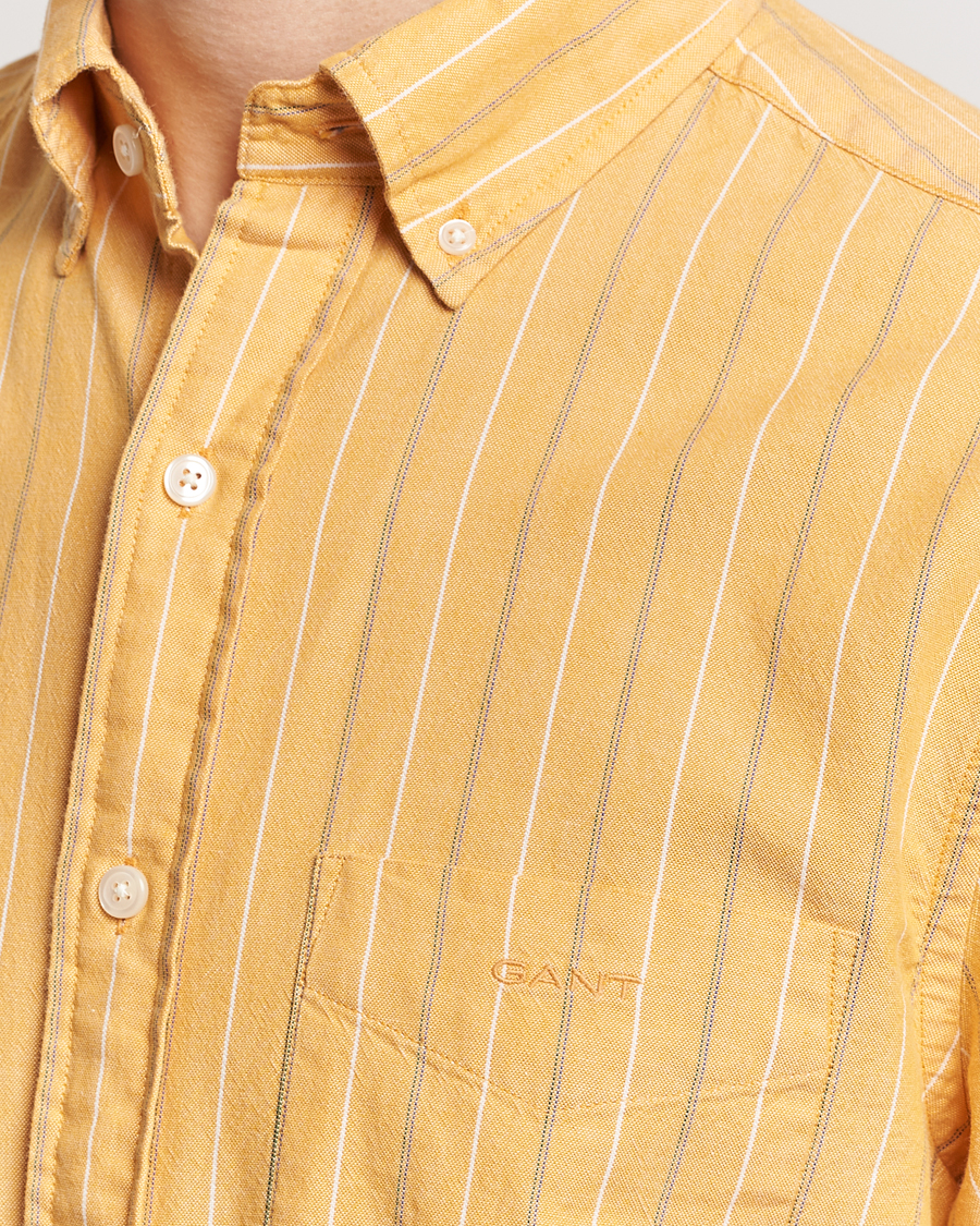 Homme | Chemises | GANT | Regular Fit Archive Striped Oxford Shirt Medal Yellow