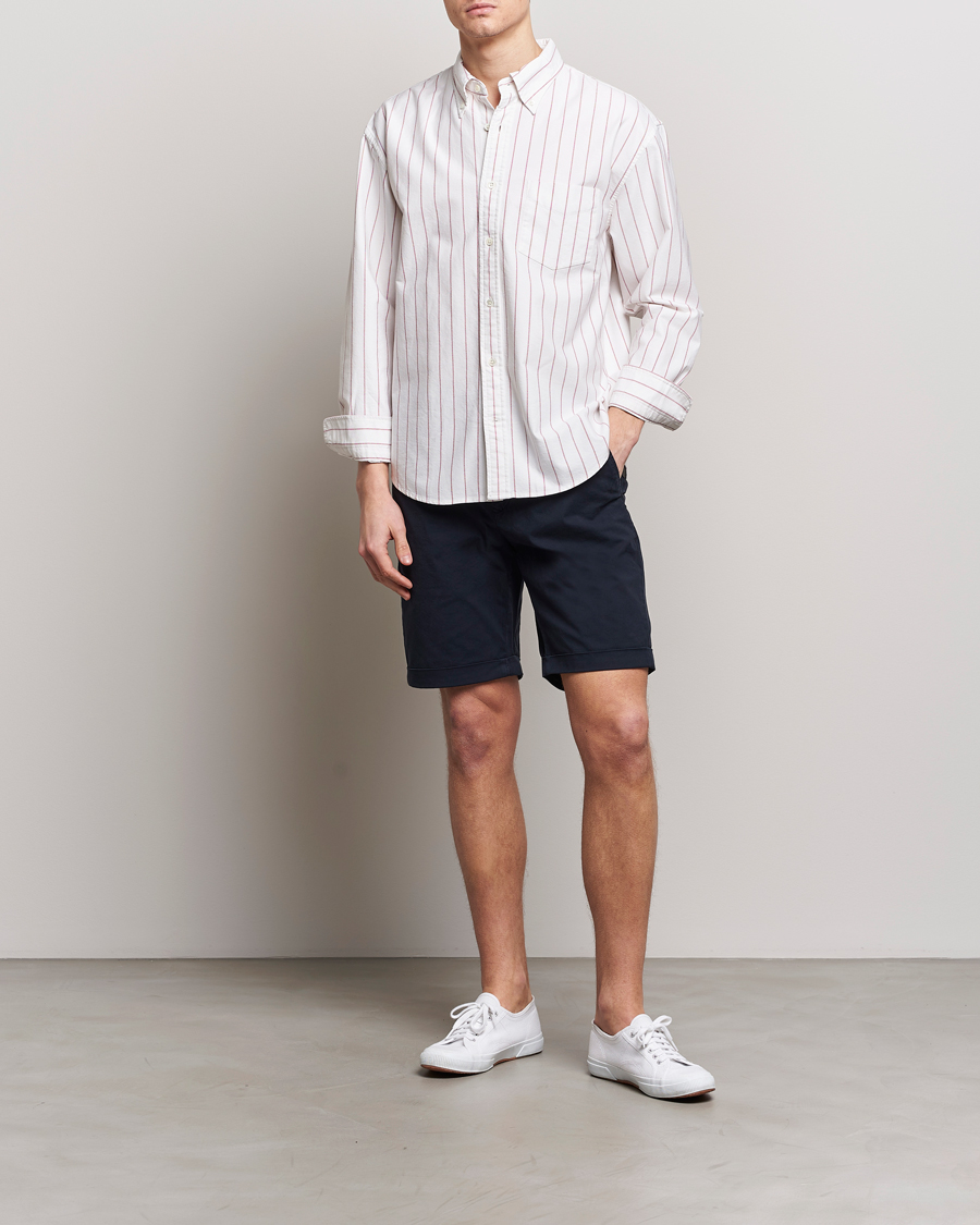 Homme | Chemises | GANT | Relaxed Fit Heritage Striped Oxford Shirt White/Red