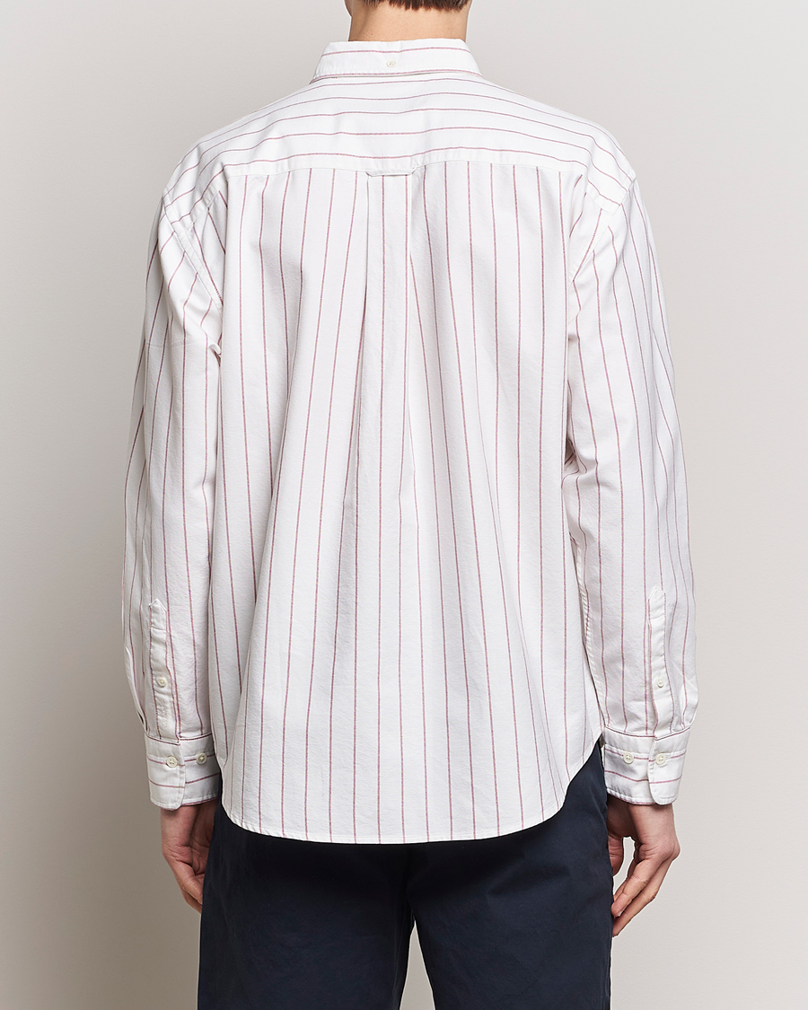 Homme | Chemises | GANT | Relaxed Fit Heritage Striped Oxford Shirt White/Red
