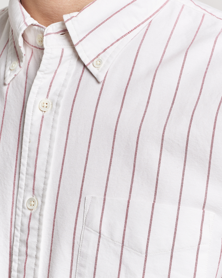 Homme | Chemises | GANT | Relaxed Fit Heritage Striped Oxford Shirt White/Red