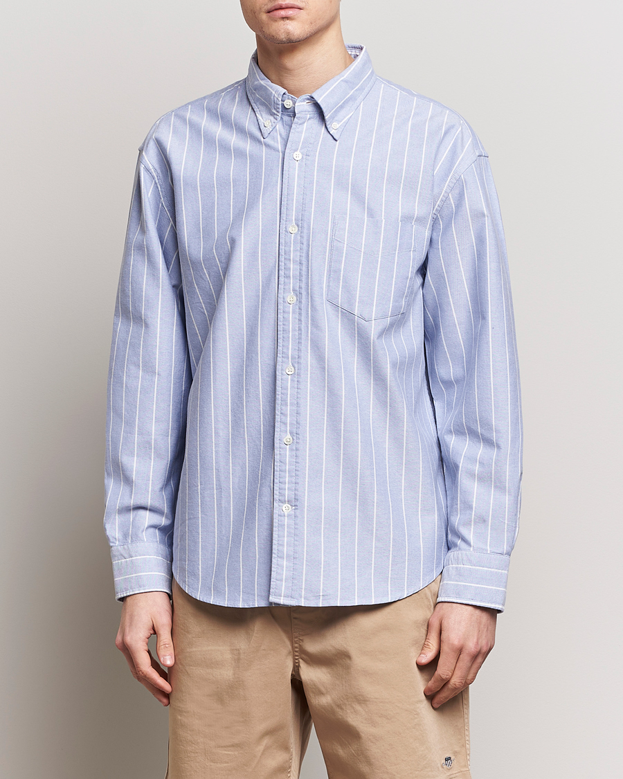 Homme | Stylesegment Casual Classics | GANT | Relaxed Fit Heritage Striped Oxford Shirt Blue/White