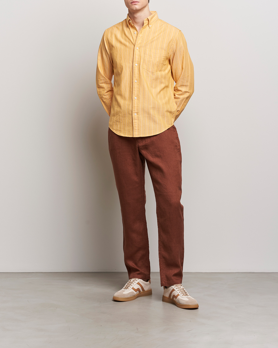 Homme | Pantalons | GANT | Relaxed Linen Drawstring Pants Cognac Brown