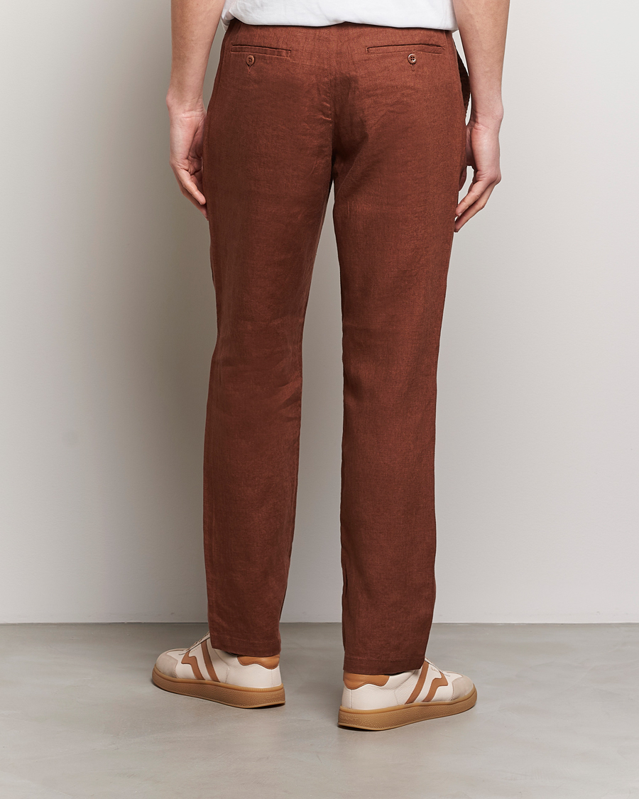Homme | Pantalons | GANT | Relaxed Linen Drawstring Pants Cognac Brown
