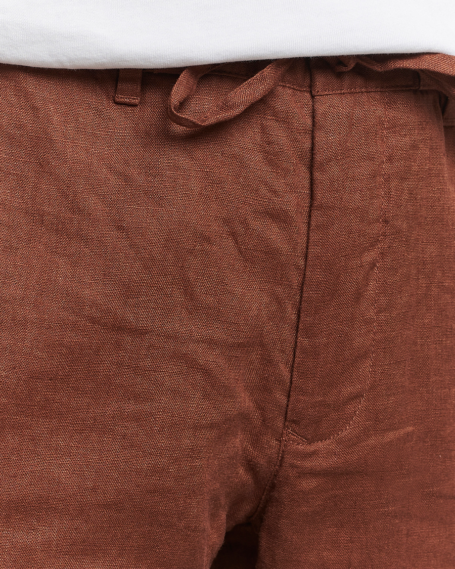 Homme | Pantalons | GANT | Relaxed Linen Drawstring Pants Cognac Brown