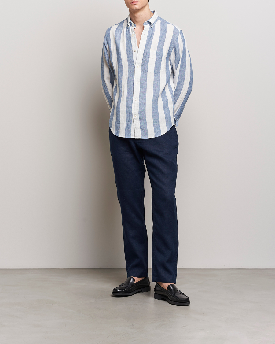 Homme | Pantalons | GANT | Relaxed Linen Drawstring Pants Marine