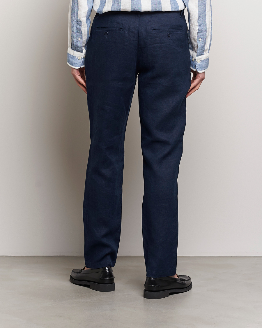 Homme | Pantalons | GANT | Relaxed Linen Drawstring Pants Marine