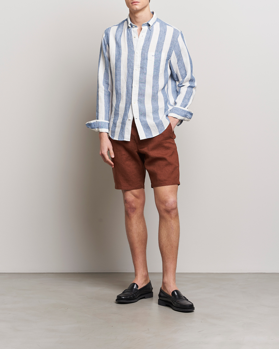 Homme | Shorts | GANT | Relaxed Linen Drawstring Shorts Cognac Brown