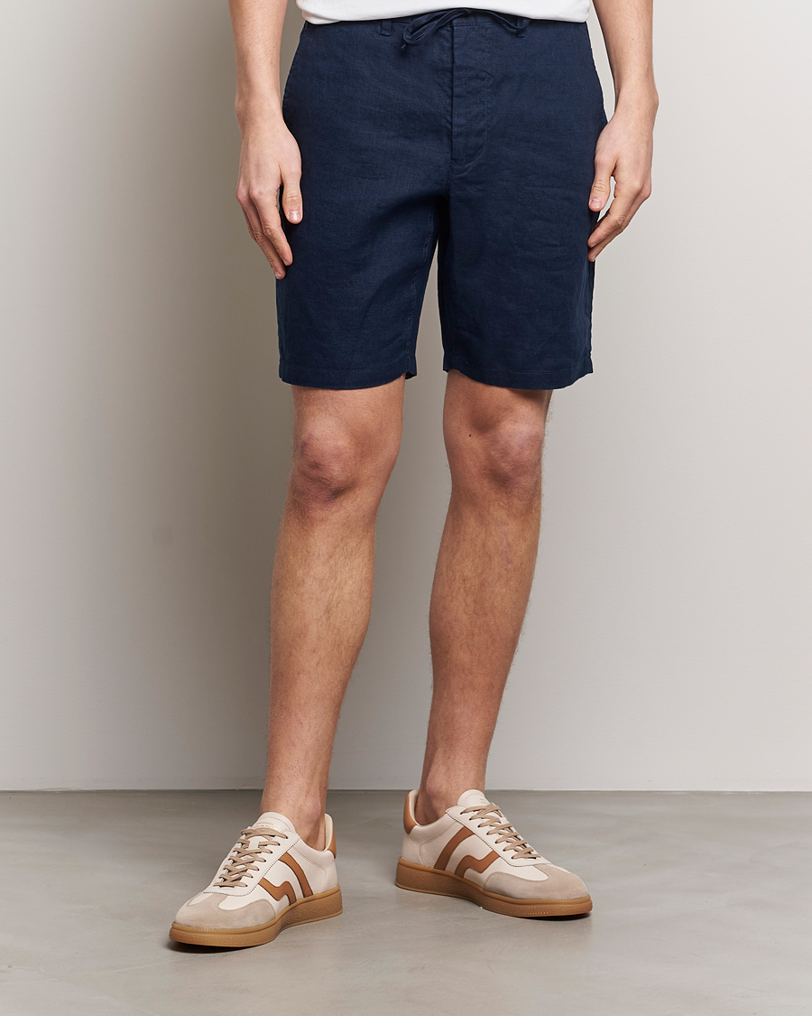Homme | GANT | GANT | Relaxed Linen Drawstring Shorts Marine