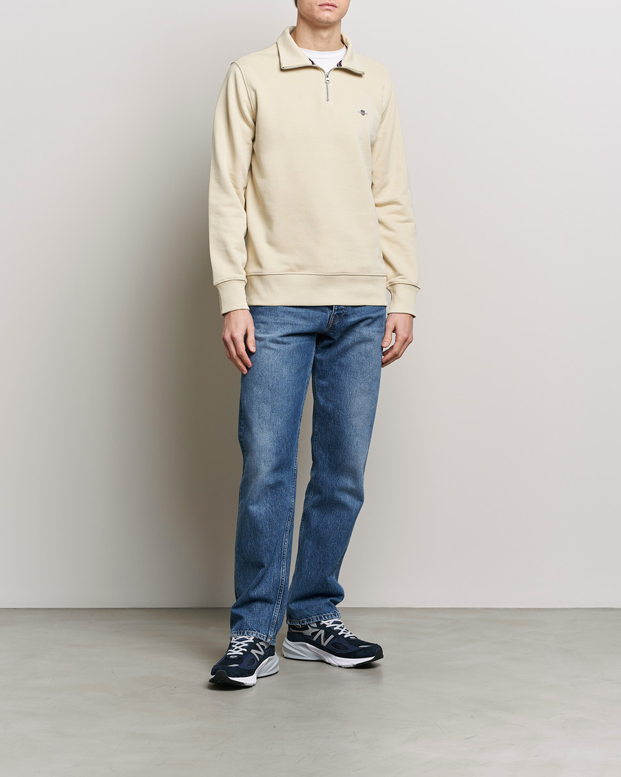 Homme | Pulls Et Tricots | GANT | Original Shield Half Zip Sweater Silky Beige