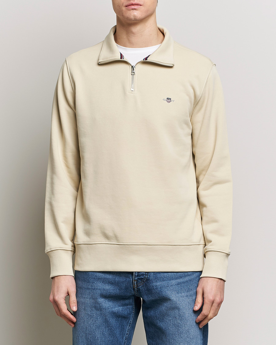 Homme | Pulls Et Tricots | GANT | Original Shield Half Zip Sweater Silky Beige