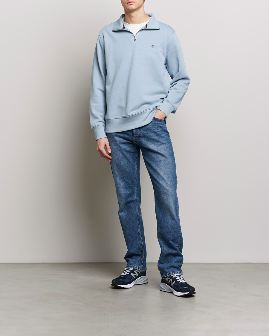 Homme | Pulls Et Tricots | GANT | Original Shield Half Zip Sweater Dove Blue