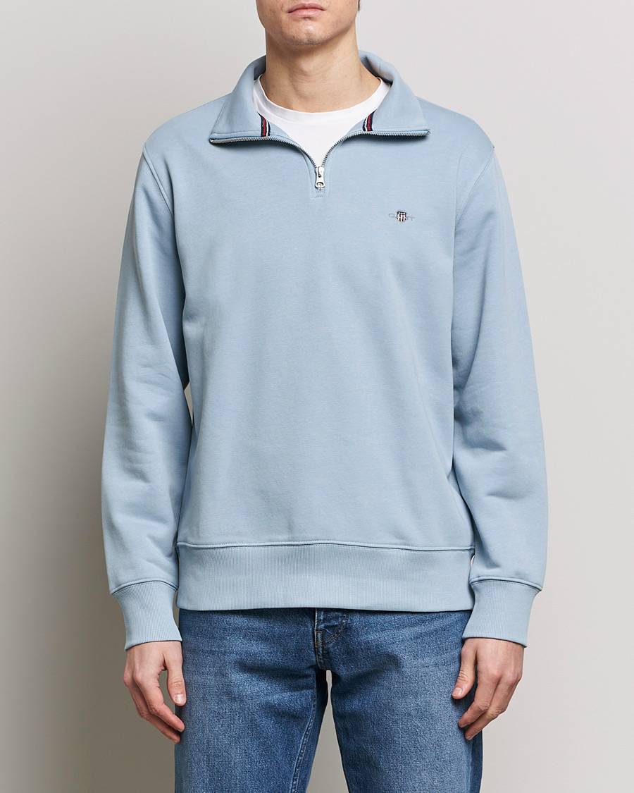 Homme | Pulls Et Tricots | GANT | Original Shield Half Zip Sweater Dove Blue