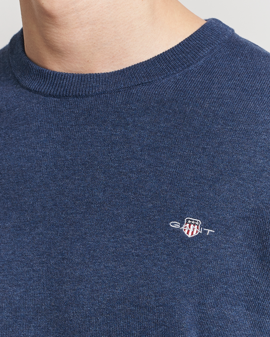 Homme | Pulls Et Tricots | GANT | Classic Cotton Crew Neck Dark Jeans Blue Melange
