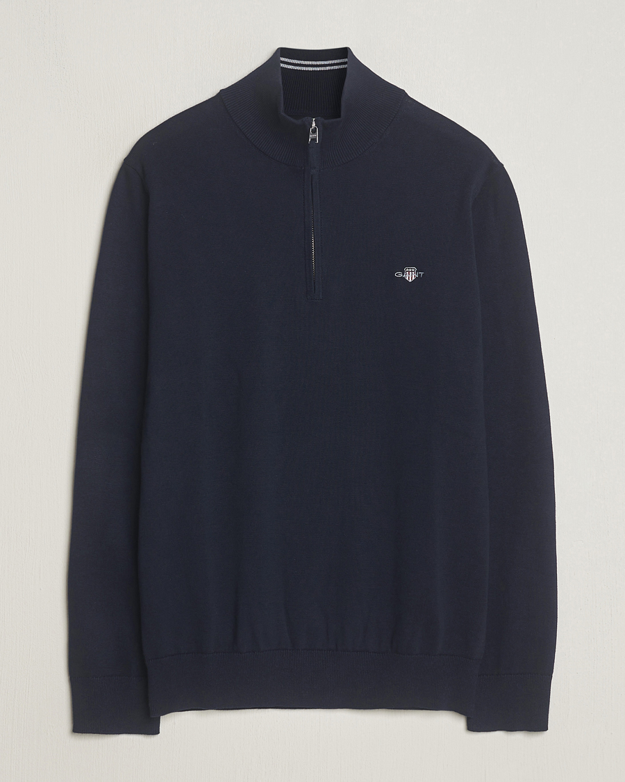Homme | Pulls Et Tricots | GANT | Classic Cotton Half Zip Evening Blue