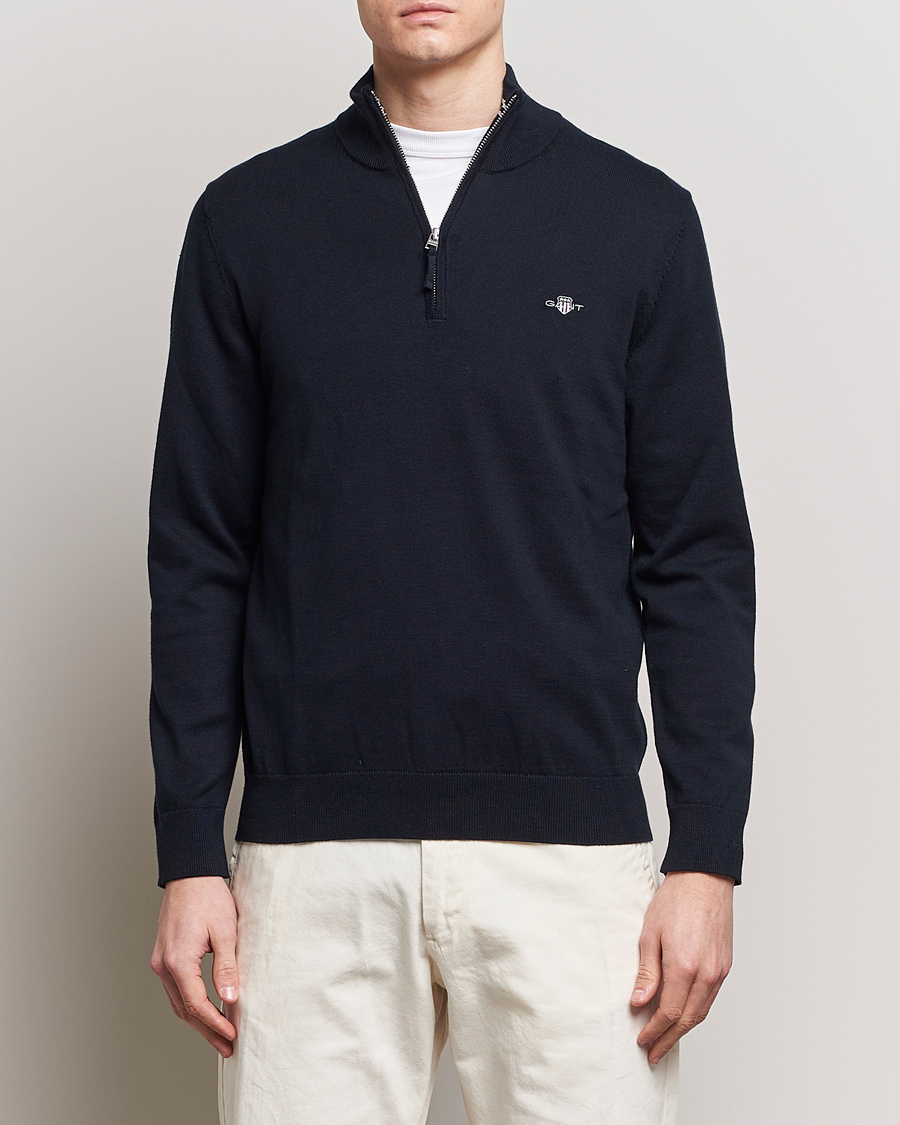 Homme | Pulls Et Tricots | GANT | Classic Cotton Half Zip Evening Blue