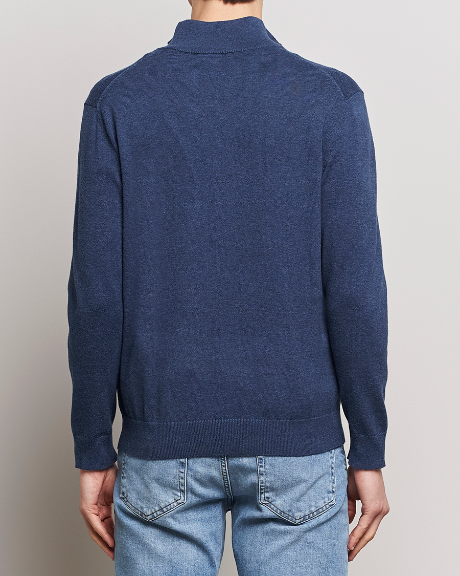 Homme | Pulls Et Tricots | GANT | Classic Cotton Half Zip Dark Jeans Blue Melange