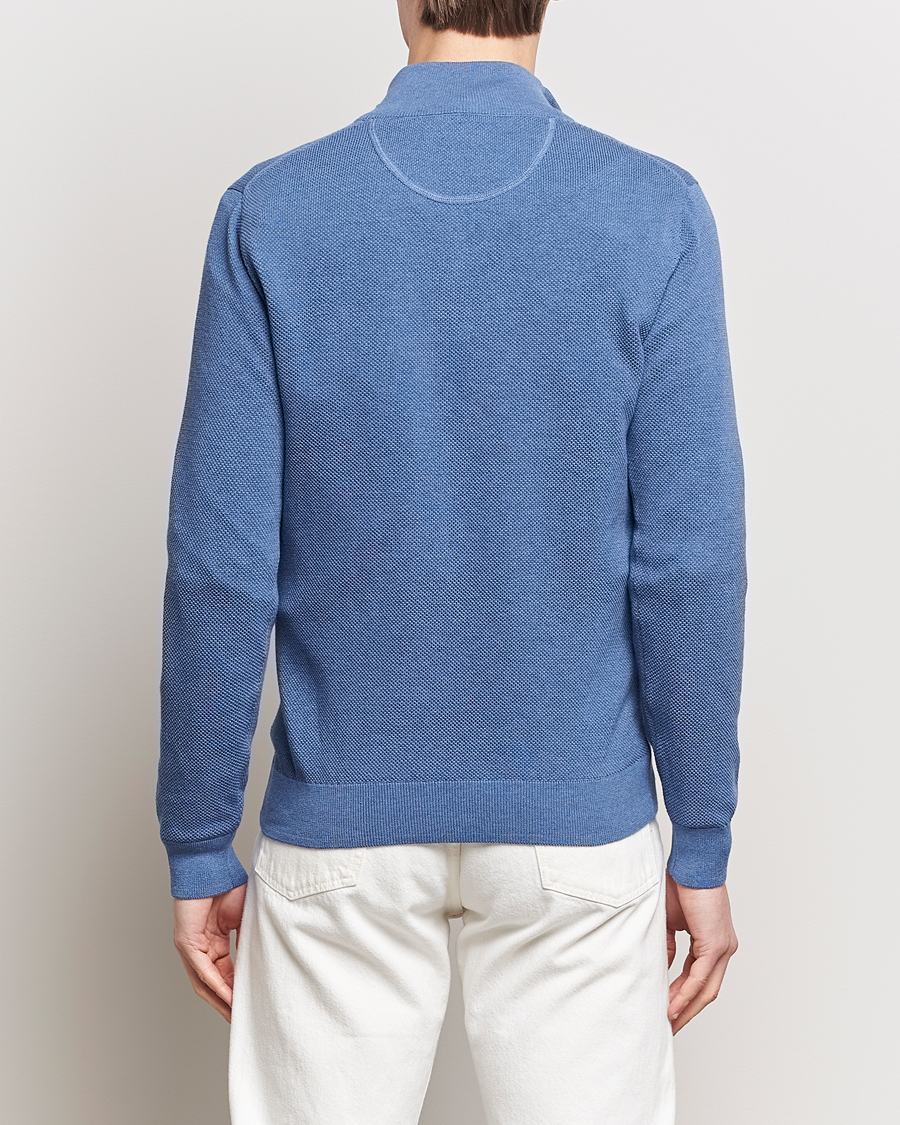 Homme | Pulls Et Tricots | GANT | Cotton Pique Half-Zip Sweater Denim Blue Melange