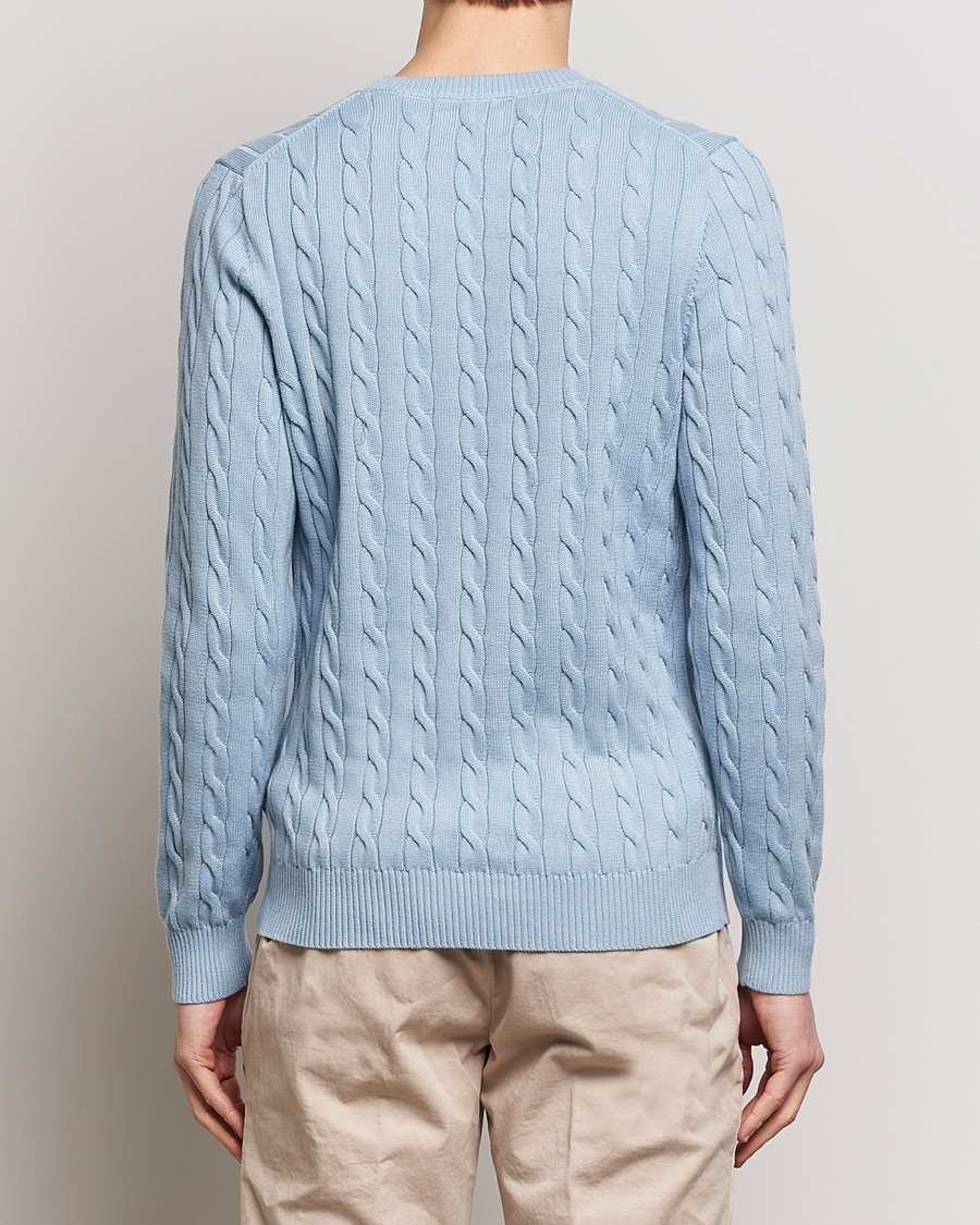 Homme | Pulls Et Tricots | GANT | Cotton Cable Crew Neck Pullover Dove Blue