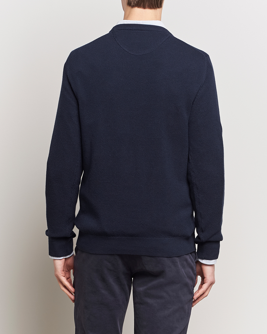 Homme | Pulls Et Tricots | GANT | Cotton Pique Crew Neck Sweater Evening Blue