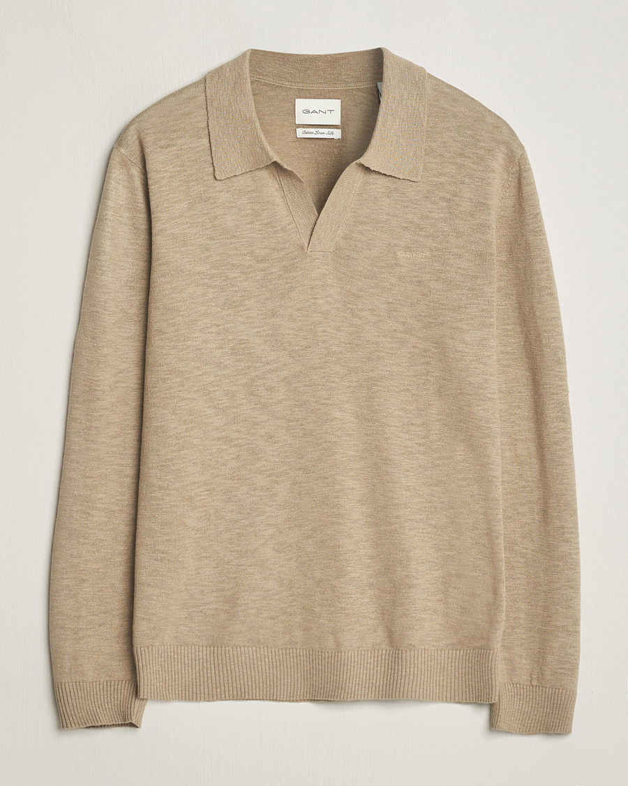 Homme | Pulls Et Tricots | GANT | Cotton/Linen Knitted Polo Dried Clay