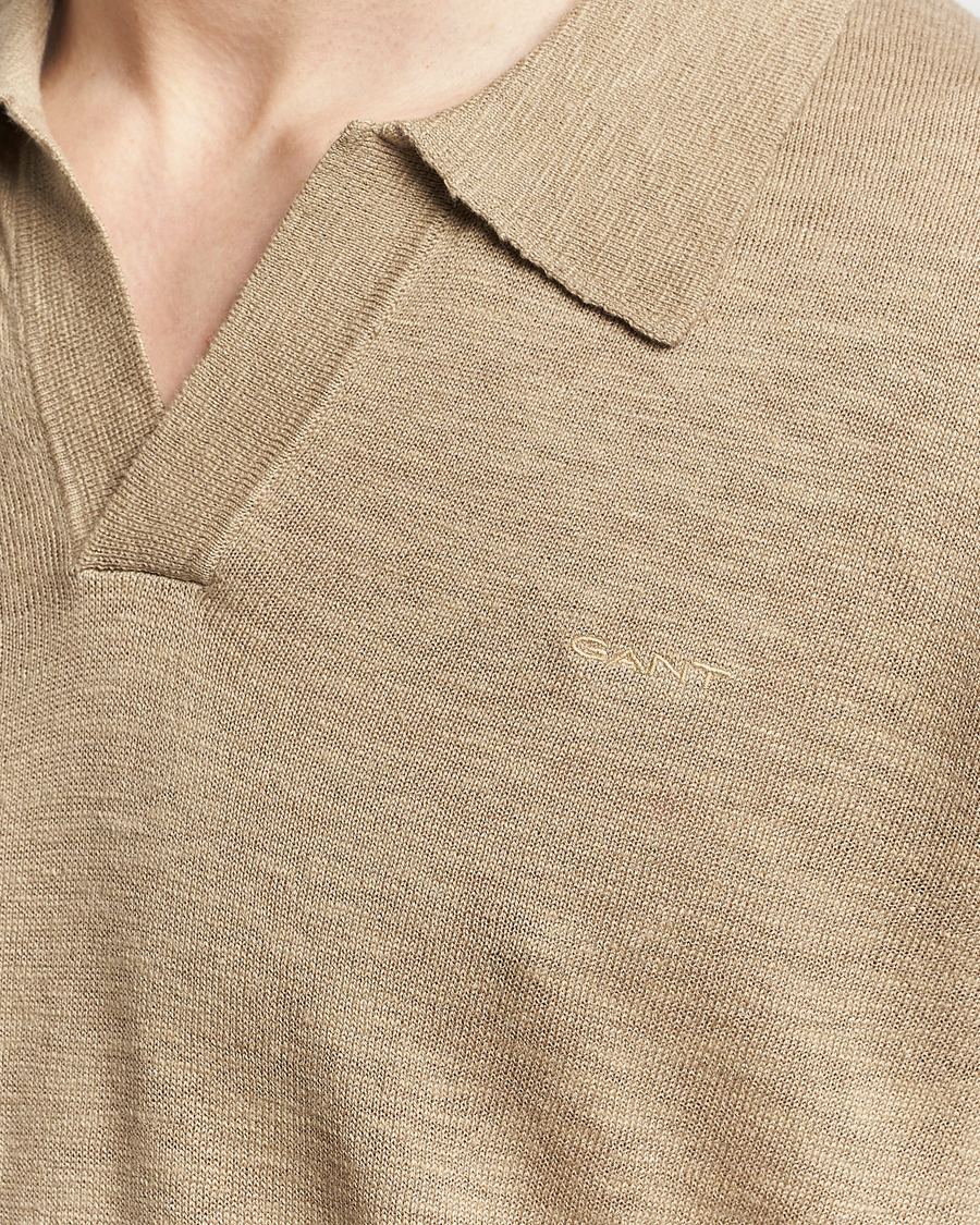 Homme | Pulls Et Tricots | GANT | Cotton/Linen Knitted Polo Dried Clay
