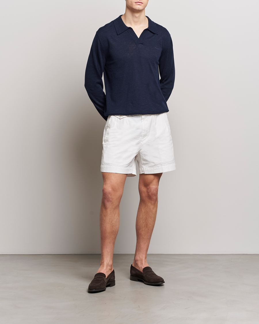 Homme | Pulls Et Tricots | GANT | Cotton/Linen Knitted Polo Evening Blue