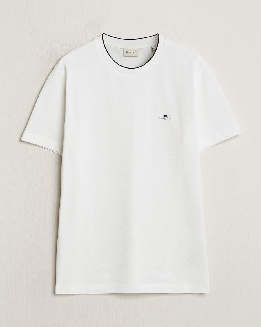 Homme | T-shirts | GANT | Pique Crew Neck T-Shirt Eggshell
