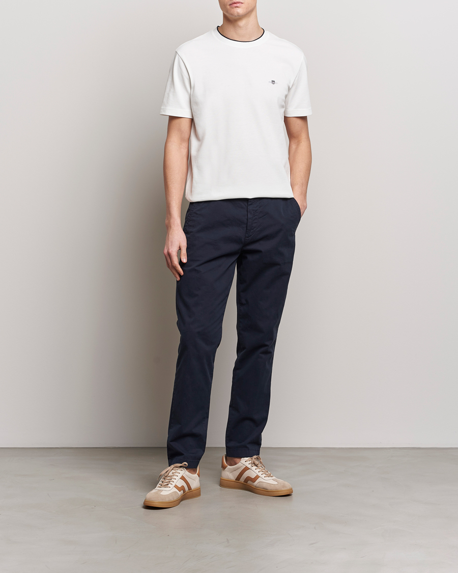 Homme | T-shirts | GANT | Pique Crew Neck T-Shirt Eggshell