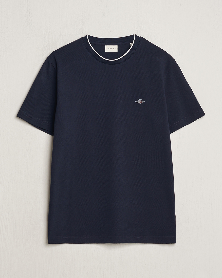 Homme | T-shirts | GANT | Pique Crew Neck T-Shirt Evening Blue