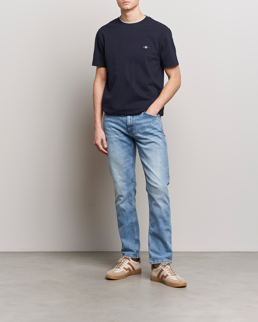 Homme | T-shirts | GANT | Pique Crew Neck T-Shirt Evening Blue