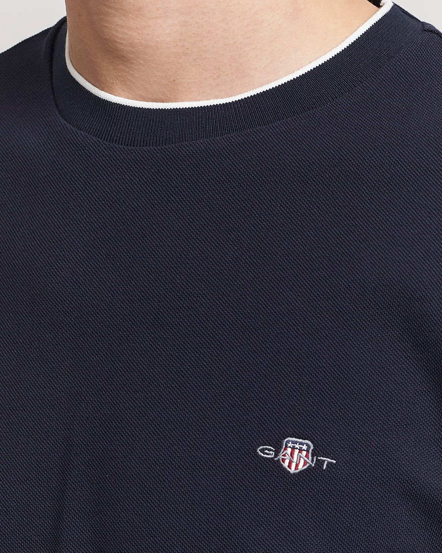 Homme | T-shirts | GANT | Pique Crew Neck T-Shirt Evening Blue