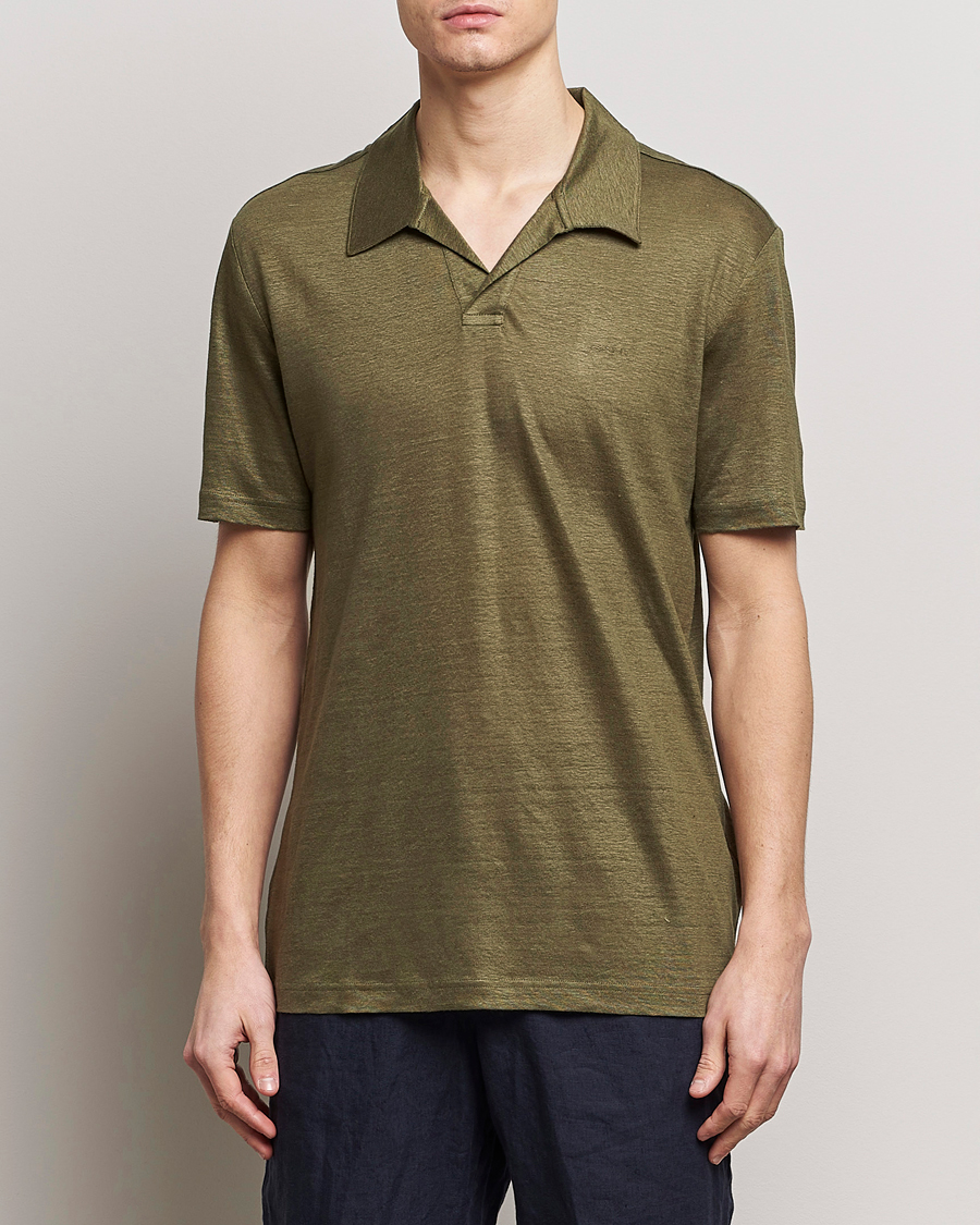 Homme | Polos | GANT | Linen Polo Juniper Green