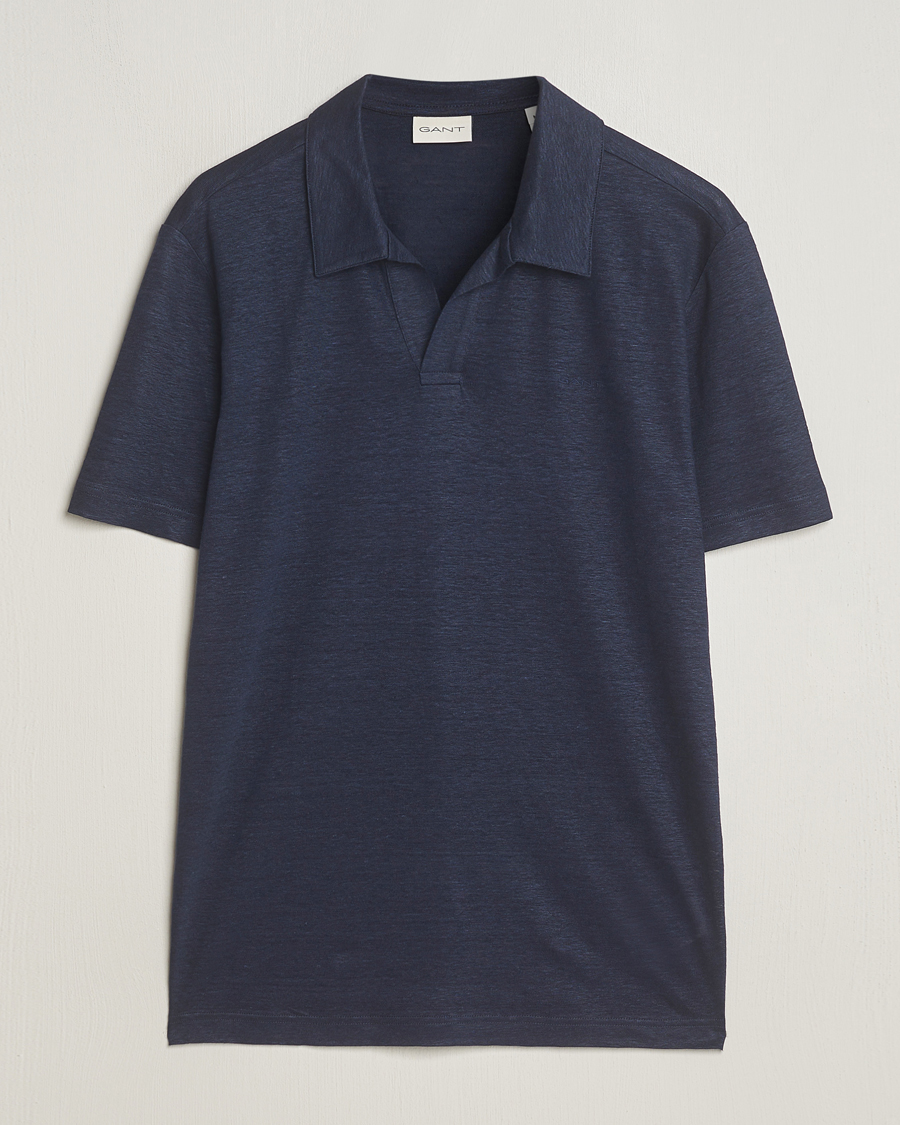 Homme | Polos | GANT | Linen Polo Evening Blue