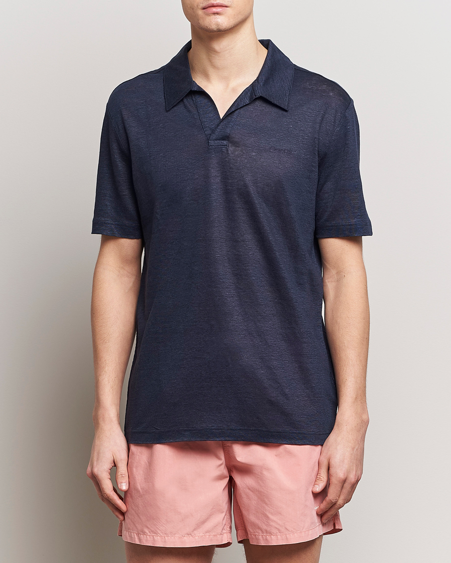 Homme | Polos | GANT | Linen Polo Evening Blue