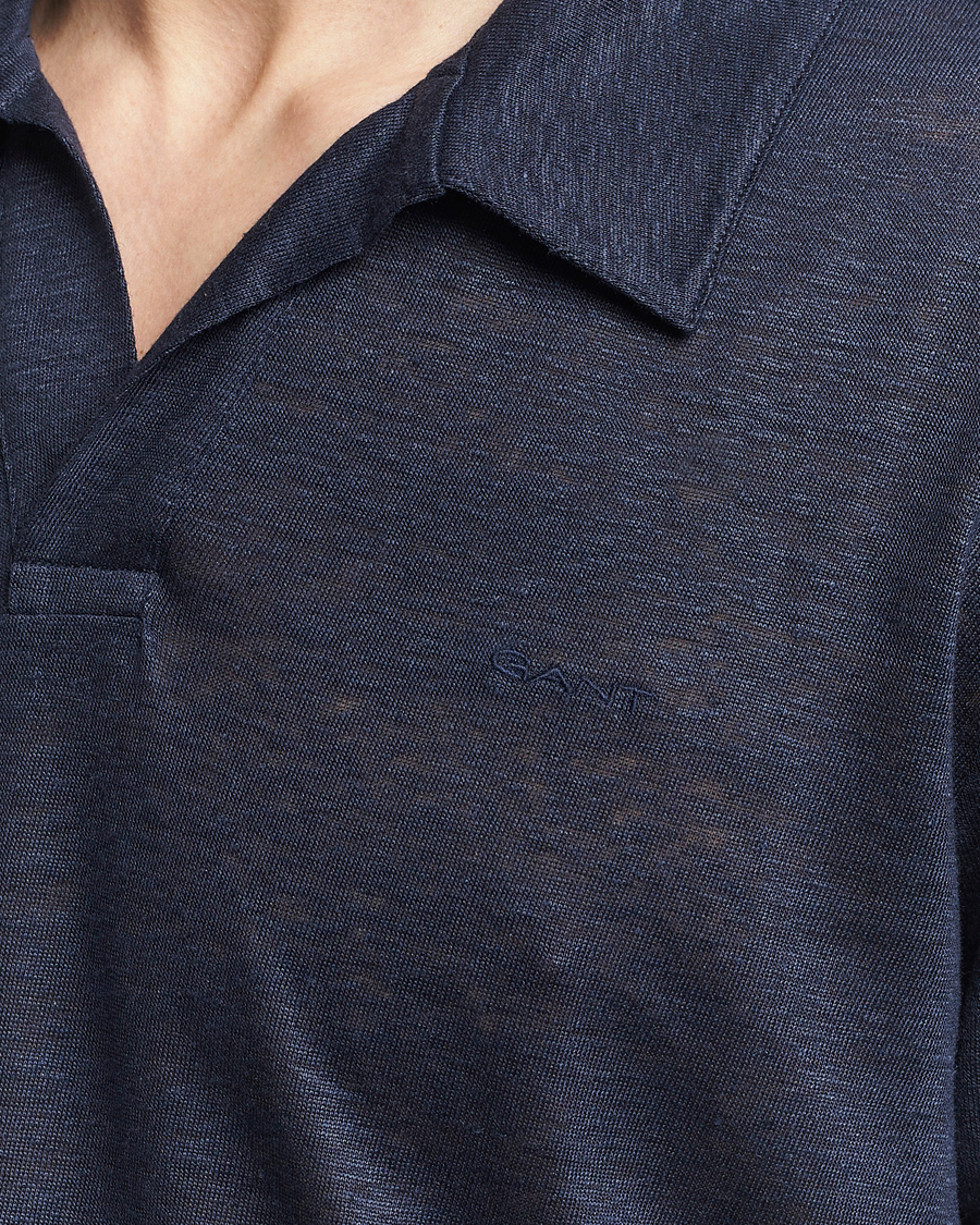 Homme | Polos | GANT | Linen Polo Evening Blue