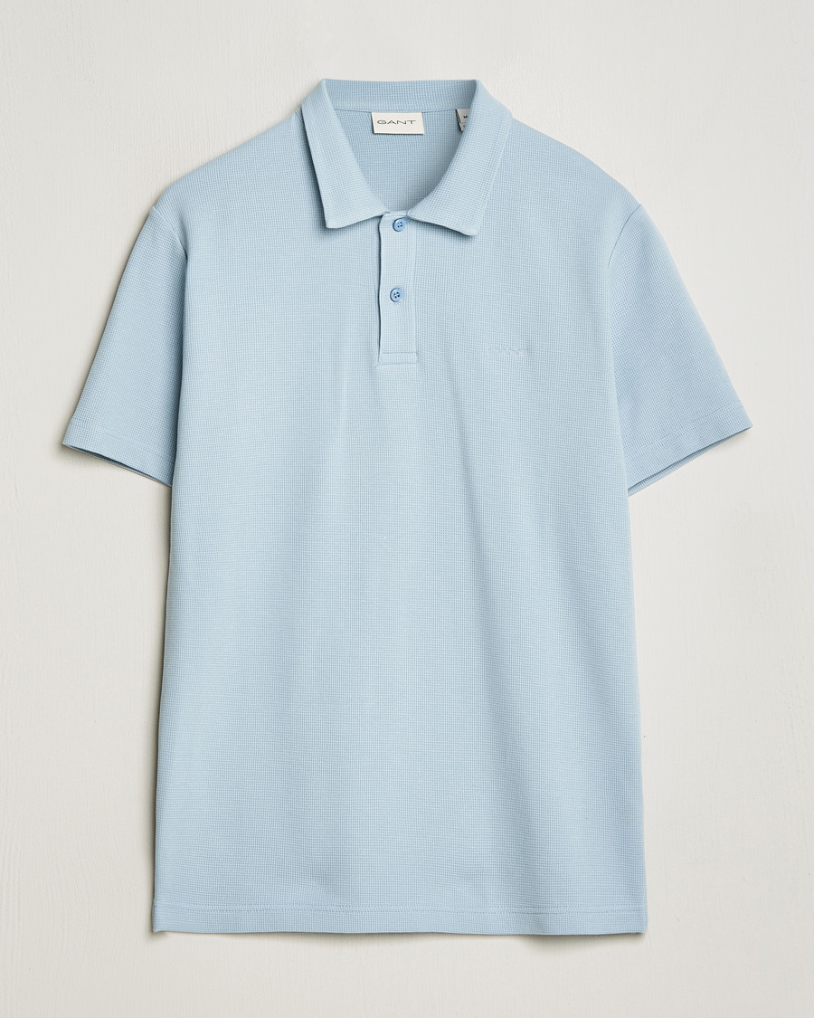 Homme | Polos | GANT | Waffle Textured Polo Dove Blue