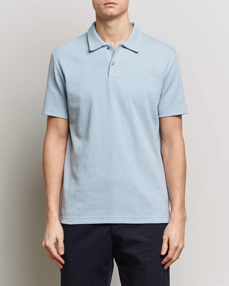 Homme |  | GANT | Waffle Textured Polo Dove Blue