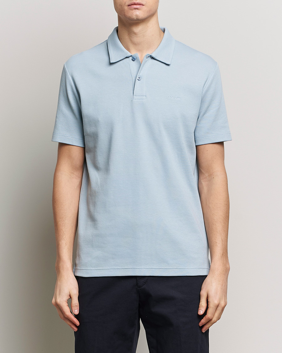 Homme | Polos | GANT | Waffle Textured Polo Dove Blue