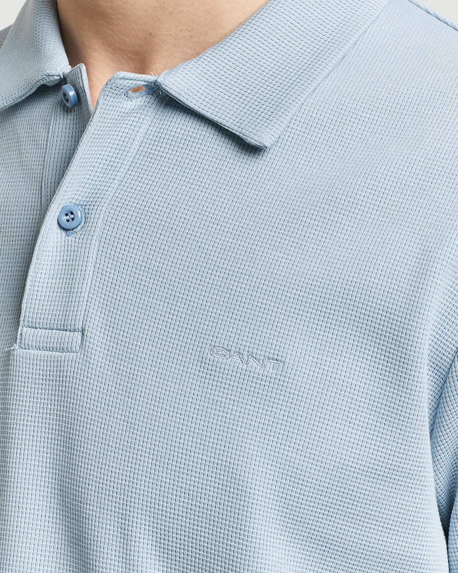 Homme | Polos | GANT | Waffle Textured Polo Dove Blue