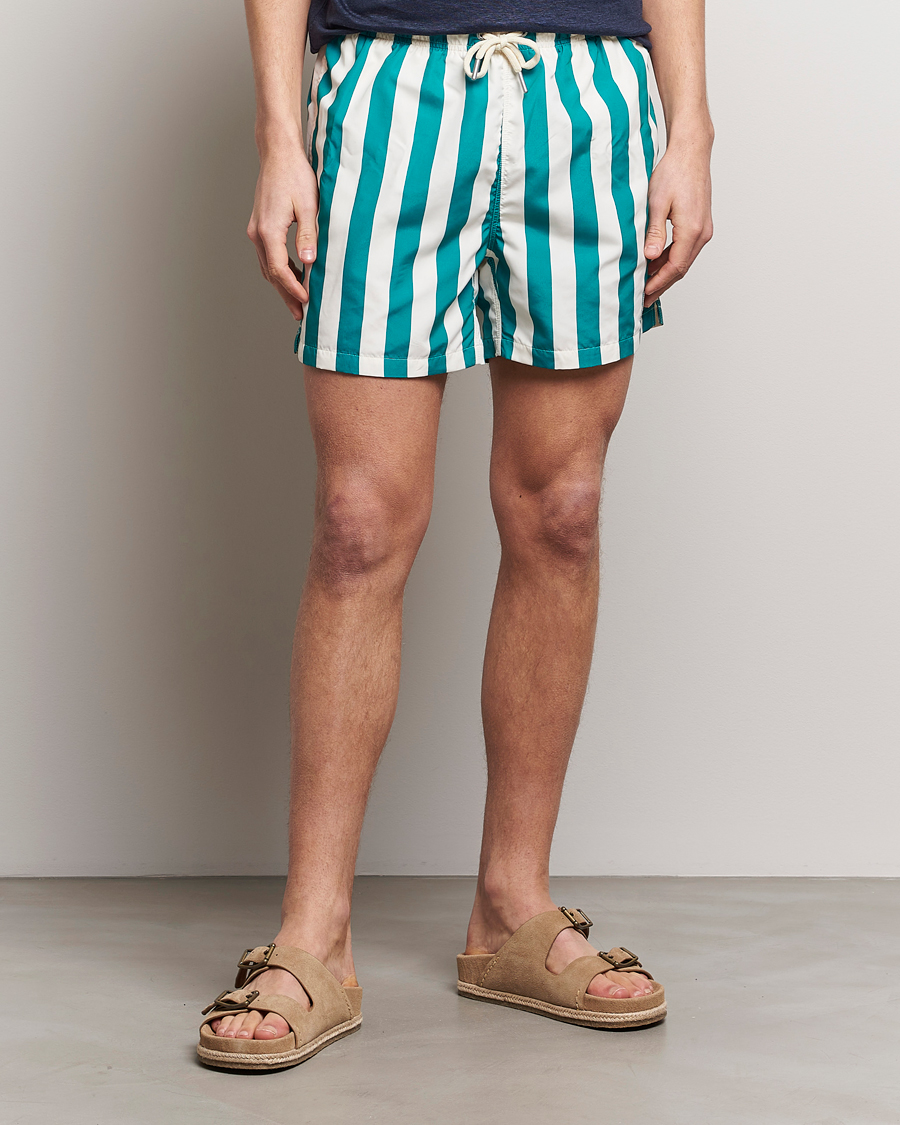 Men | Clothing | GANT | Blockstriped Swimshorts Ocean Turquoise