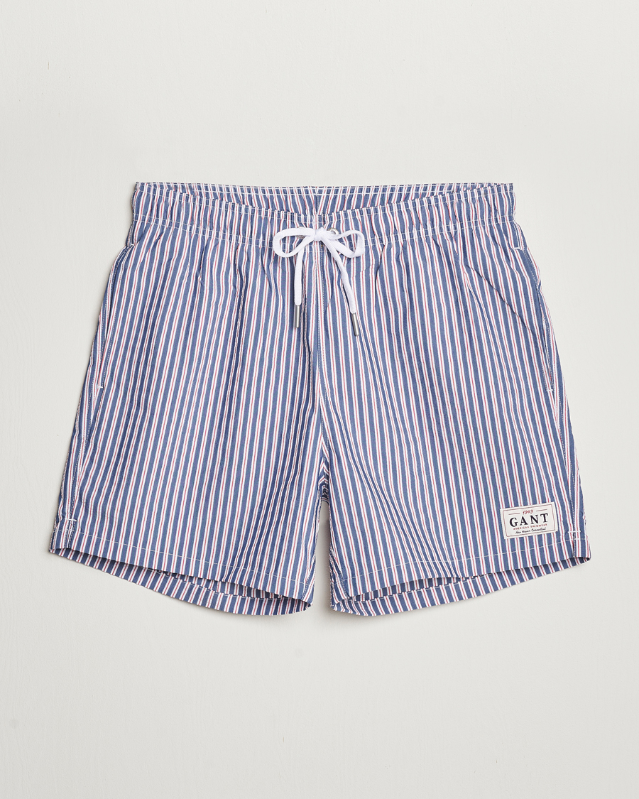 Homme | Maillots De Bain | GANT | Striped Seersucker Swimshorts Deep Blue